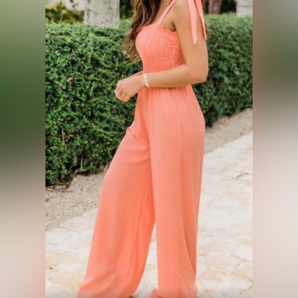 Pink Lily Coral Jumpsuit